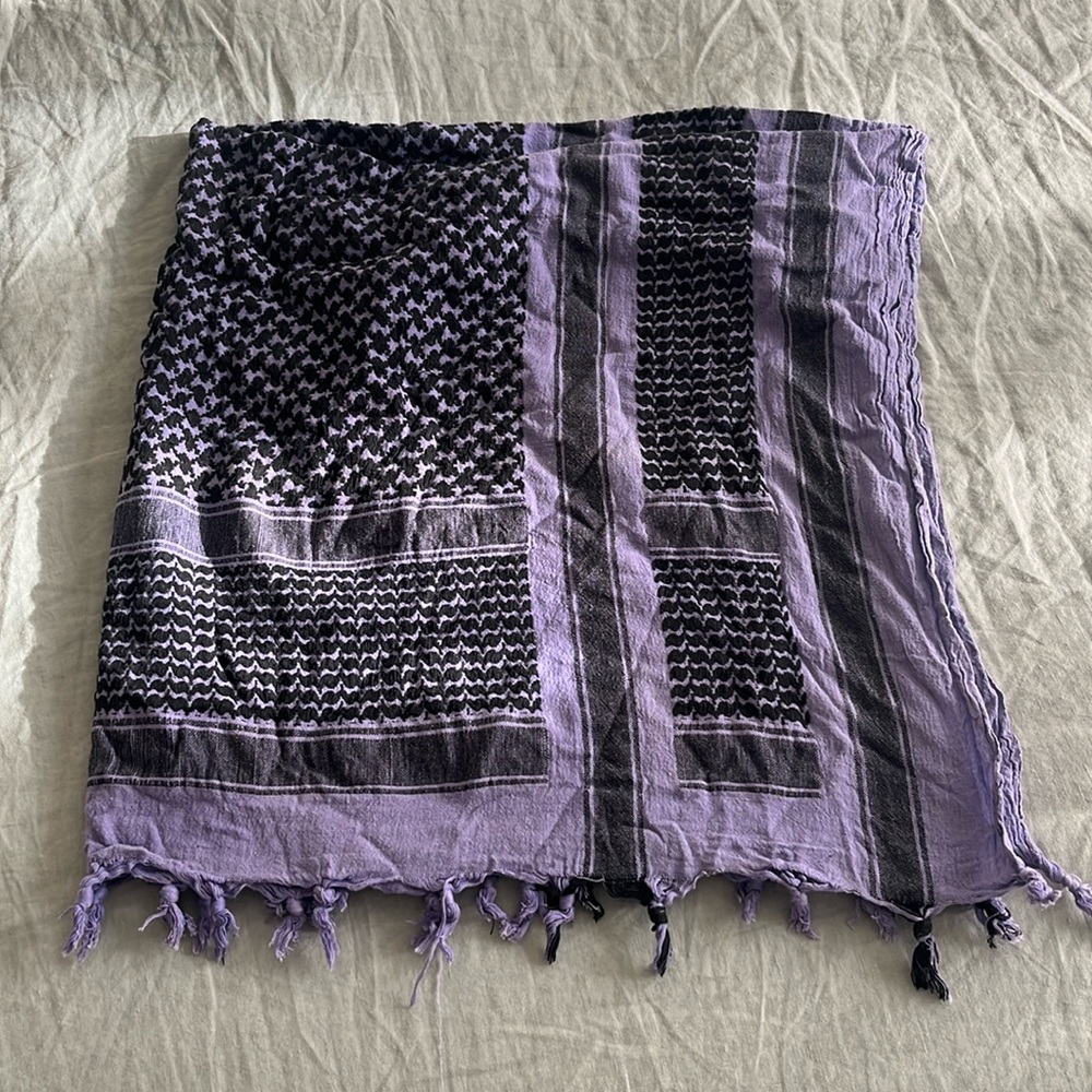 Purple and black keffiyeh scarf
